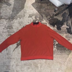 Bugatchi Orange Long Sleeve Half Zip Mock neck